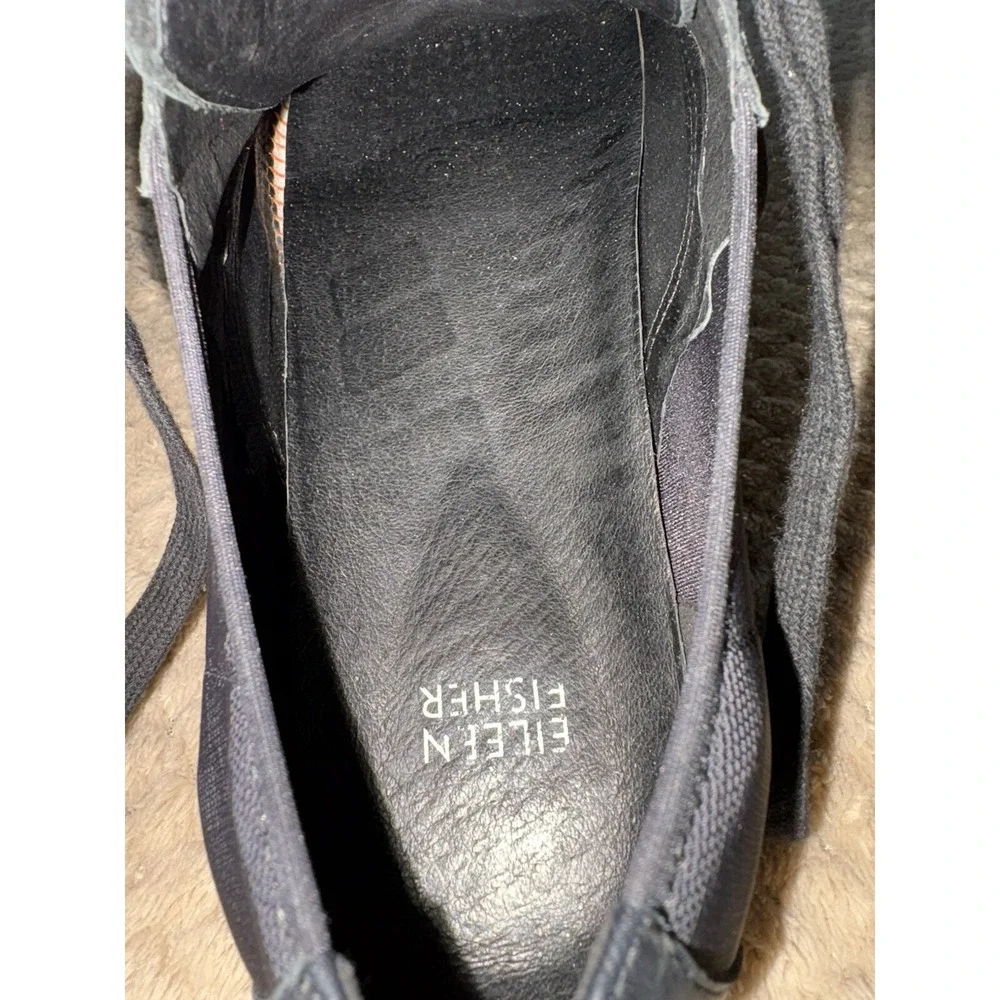 Eileen Fisher Prop Le Sneakers Womens 11 Black Leather Low-Top Platform Luxury